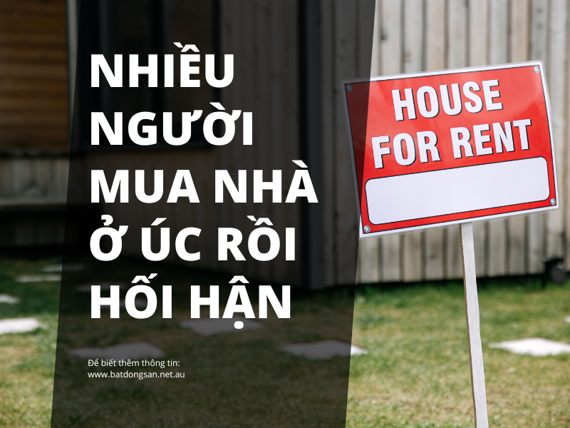 Biển báo House For Rent bên cạnh dòng chữ phân tích nên mua hay thuê nhà ở Úc